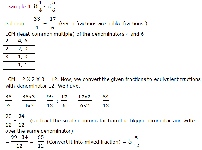 course mathematics class 6 topic adding or subtracting unlike fractions